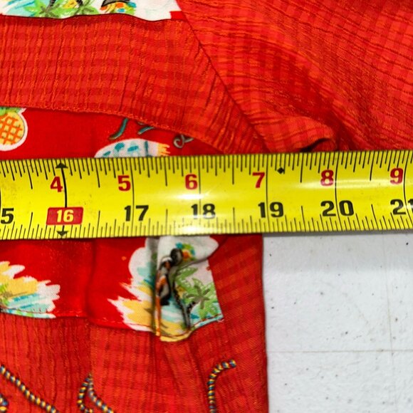 Vtg Howard Wolf 80's Woman Orange Floral Hawaiian Shirt Blouse Size 4 - Picture 3 of 15